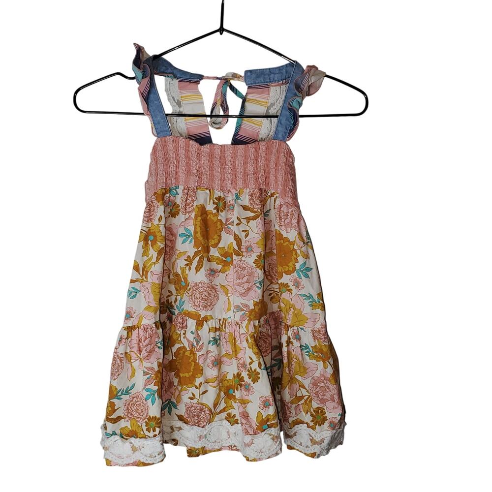 Matilda Jane Let's Go Together Sway Away Tunic Top Girls 8 Floral Lace TINY FLAW